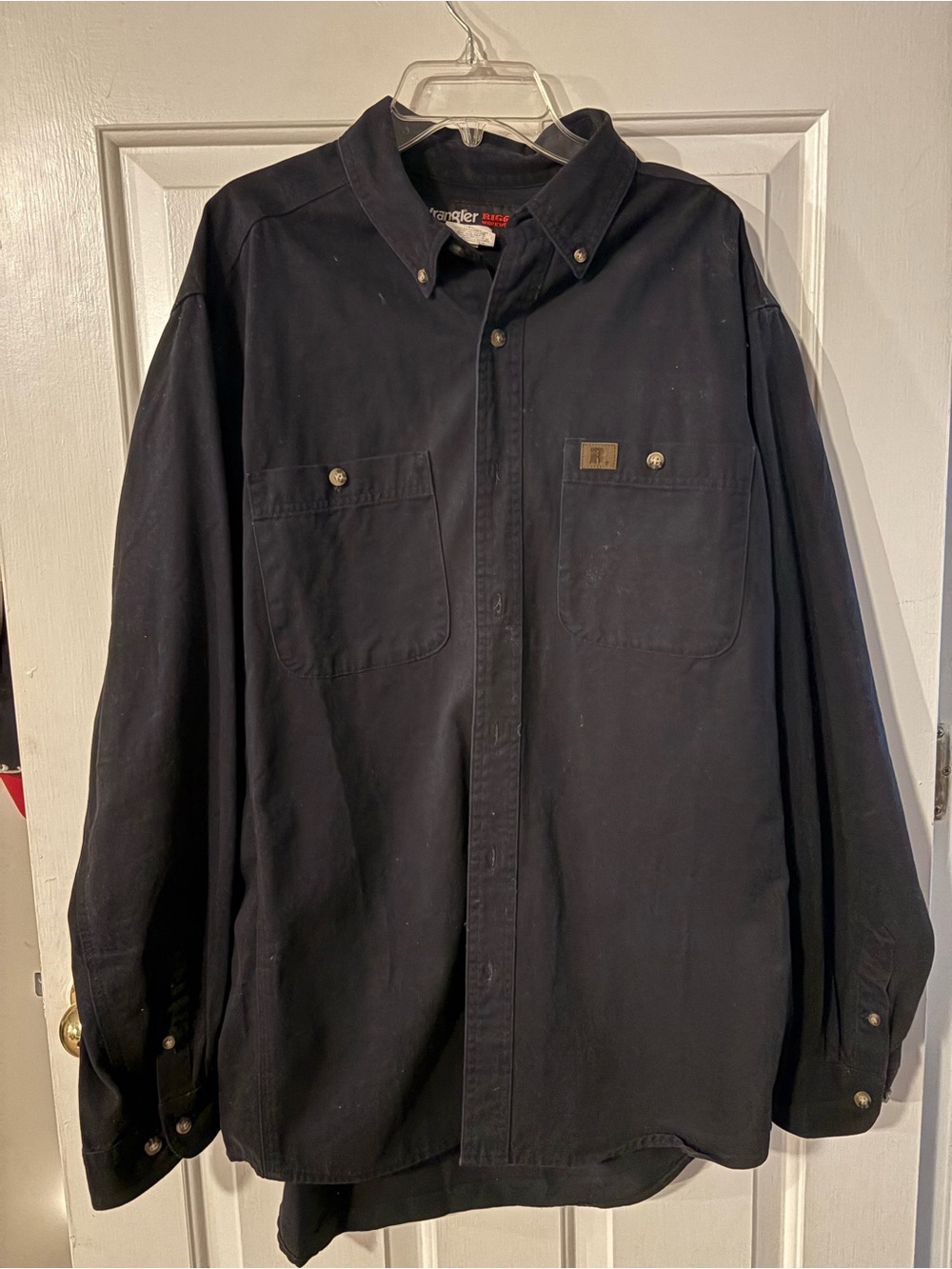 Wrangler Black Work Shirt with Red Logo